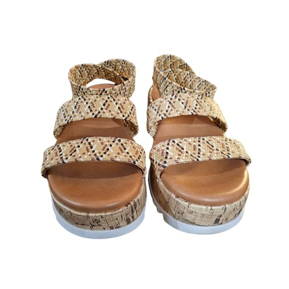 R2 Womens Neutral Boho Bandi Chunky Wedge Platform Sandal Natural Rafia Size 9.5 - Picture 4 of 7